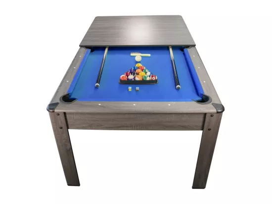 Billard Américain AMBIANCE 7Ft - 226,5 x 126,5 x 80 cm avec accessoires et plateau dînatoire - Gris