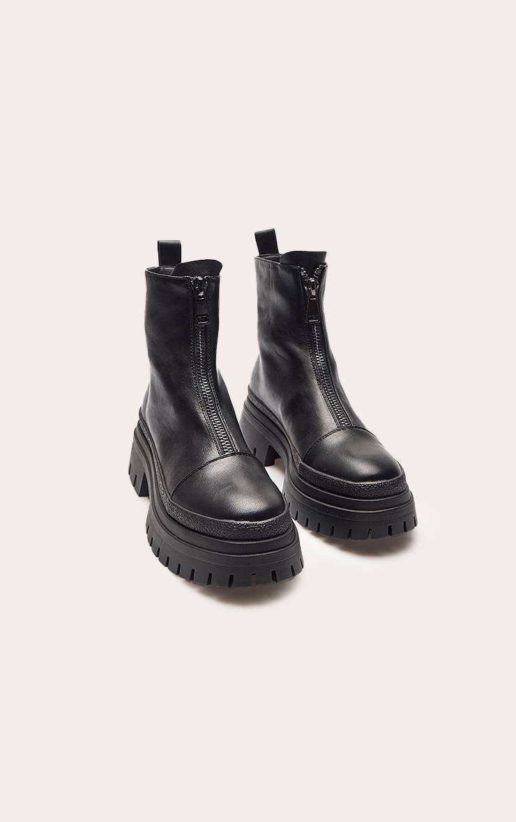 Noir Bottines Chelsea Chunky En Synthétiquecuir Avec Fermeture Éclair Devant