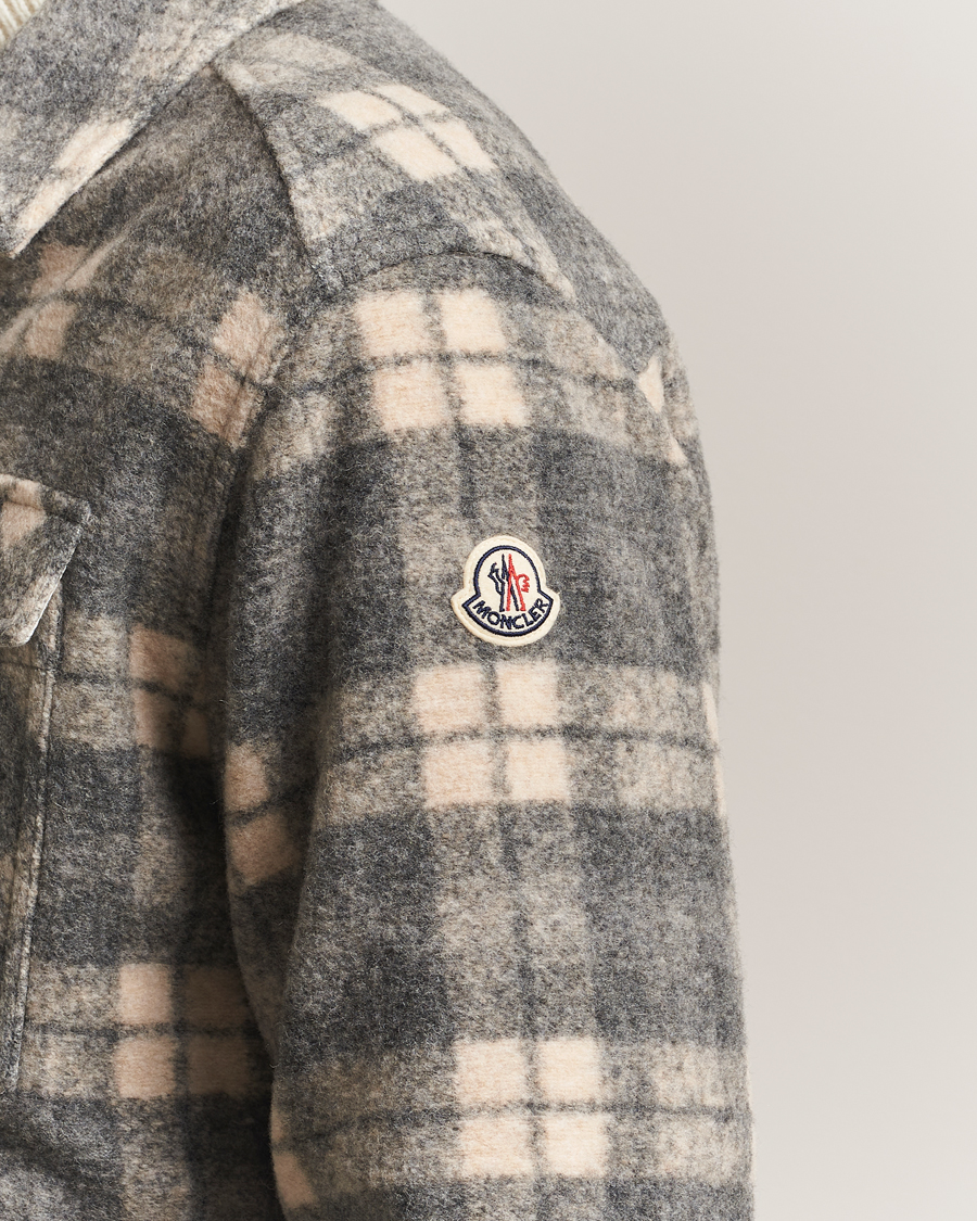 Moncler Wool Zip Overshirt Grey Check