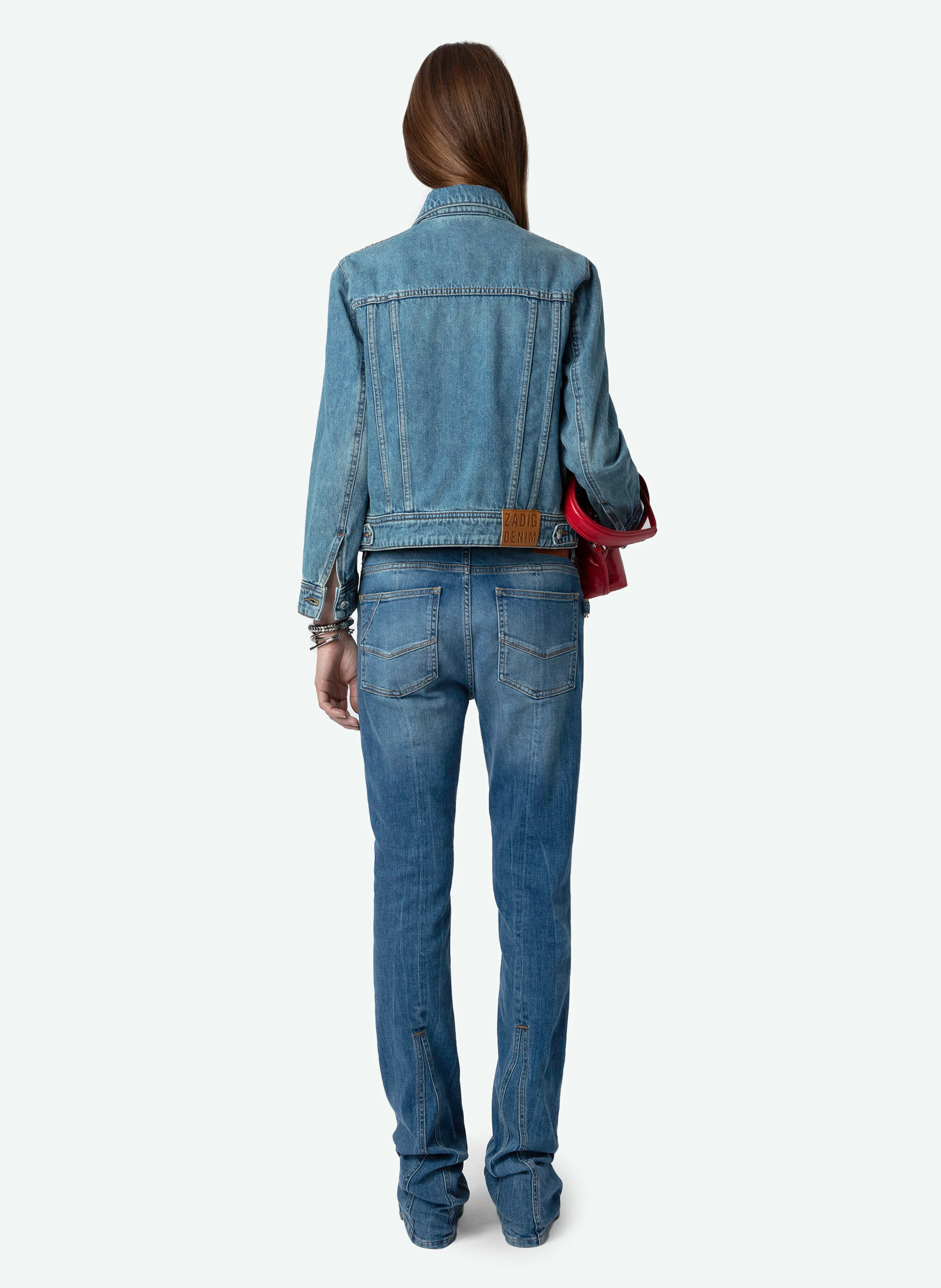 KIOKA - Veste courte en denim délavé | Bleu