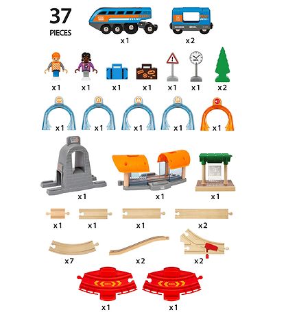 BRIO Schienen - Action Tunnel Travel Satz - 37 Teile 33972