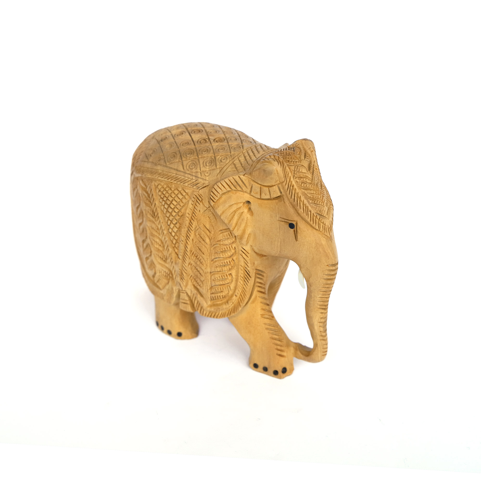 Elefant mit geschnitzter Satteldecke, natur, B 14 cm, H 12 cm, T 7 cm von fischer's lagerhaus