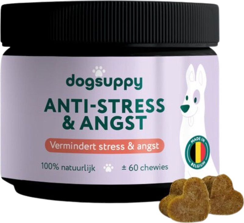 Anti-Stress - Kalmerend Supplement - 100% Natuurlijk - 60 Snoepjes - Voor Honden