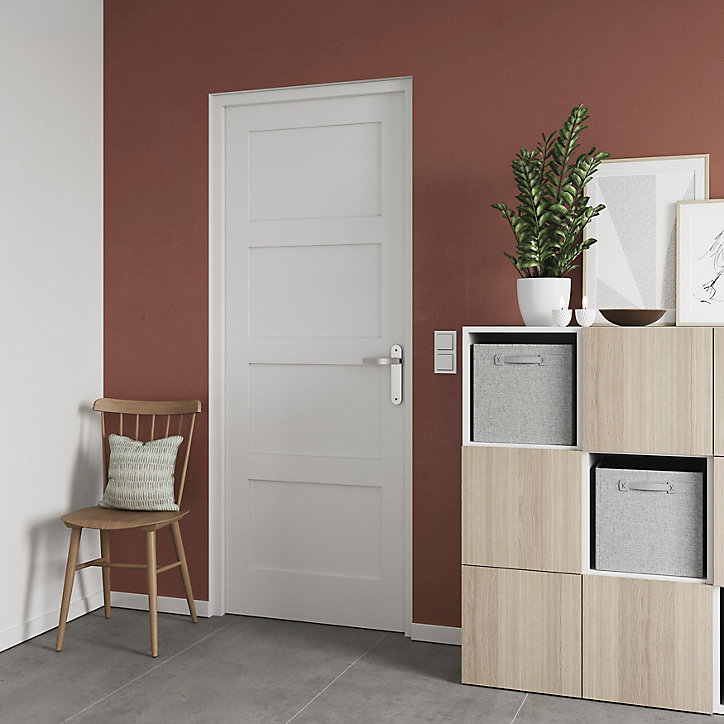 Bloc-porte Connemara 4 panneaux blanc H.204 x l.83 cm, poussant gauche