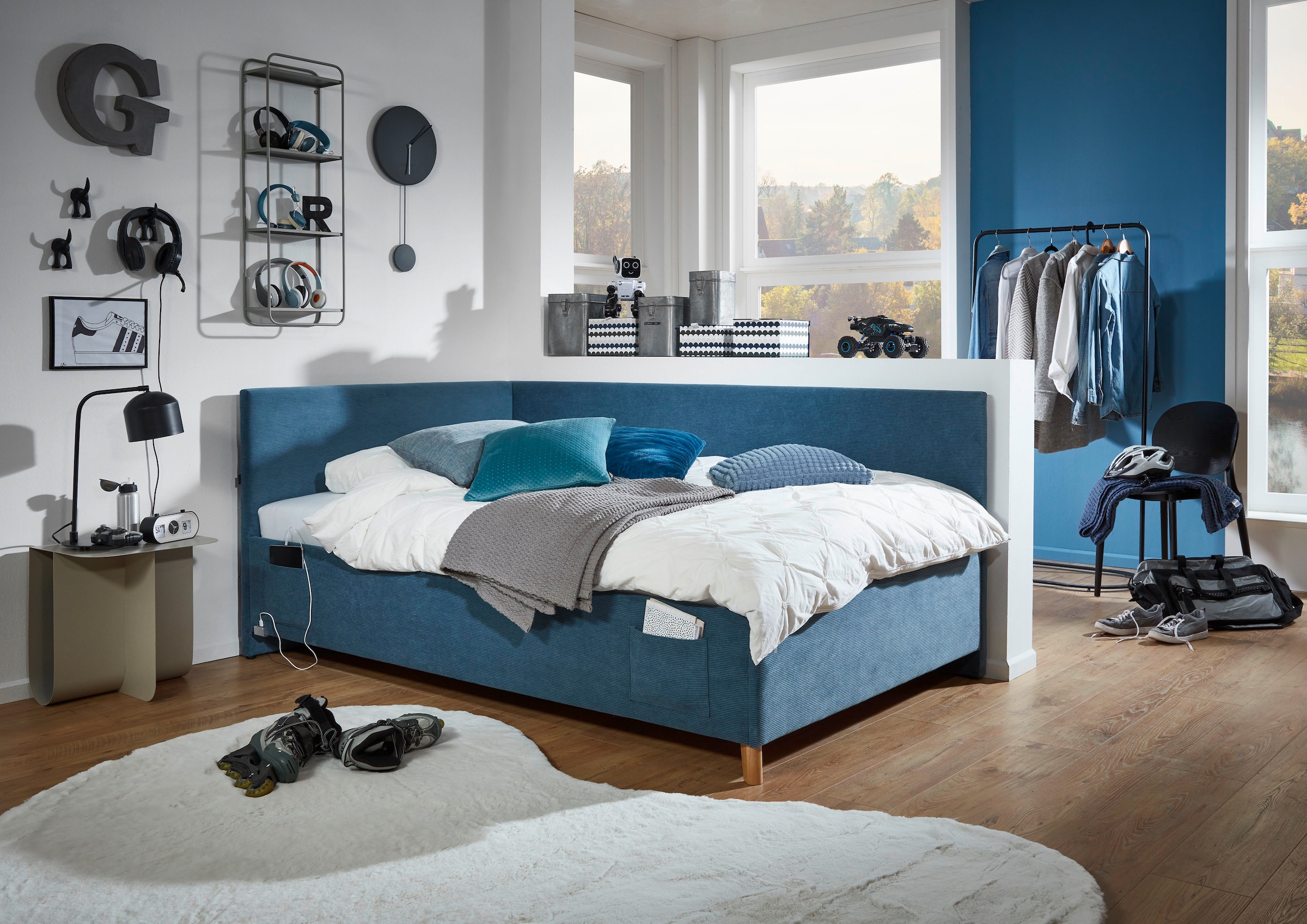 meise.möbel Kinderbett »COOL II« Polsterbett wahlweise mit Bettkasten, Jugendbett inkl. USB Anschlüsse
