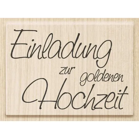 Knorr Prandell Stempel aus Holz (Einladung) 6 x 4,2 cm , Motiv: Einladung zur goldenen Hochzeit