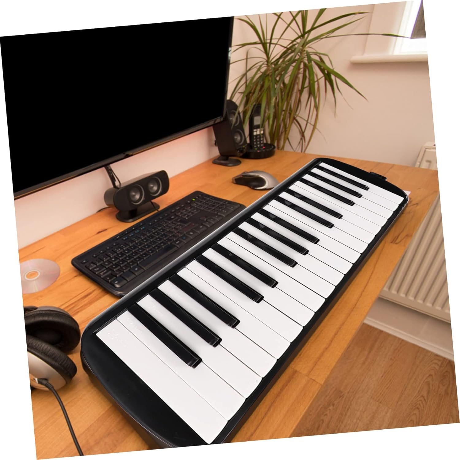 Melodica Blas Klavier Harmonika Musik Instrument 32 Tasten mit Luftschlauch & Aufbewahrungstasche - Schwarz / Weiss