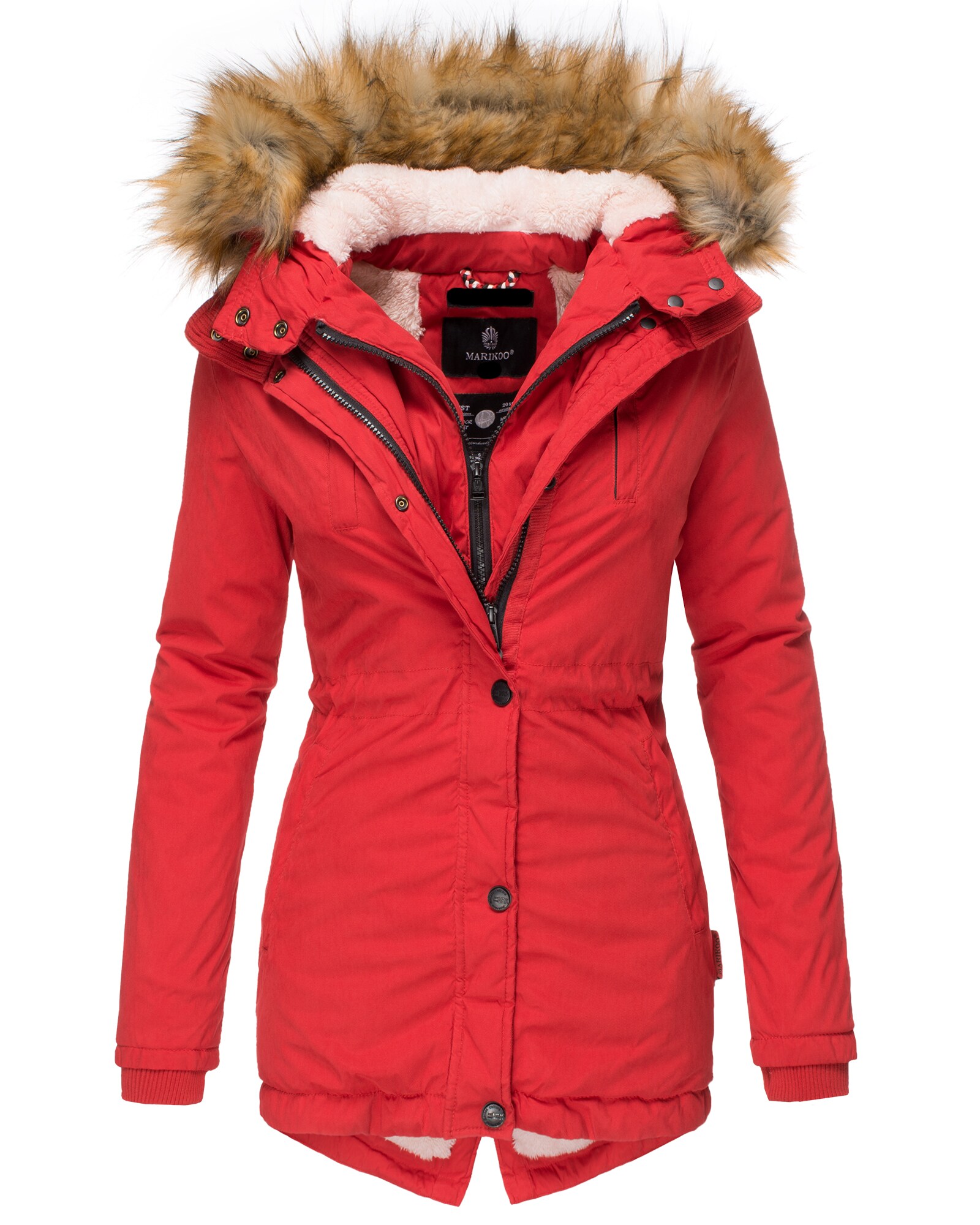 MARIKOO Damen Edler Wintermantel Winterparka mit Kunstfellkapuze Akira