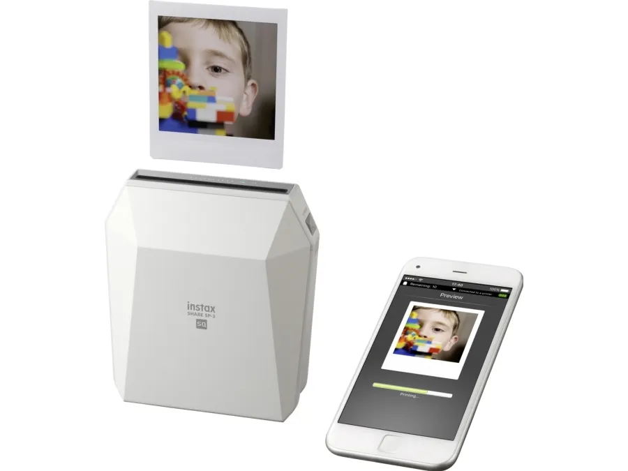 Fujifilm instax SHARE SP-3 SQ - Printer - farve - LED - 72 x 86 mm - kapacitet: 10 fotos - Wi-Fi(n) - hvid
