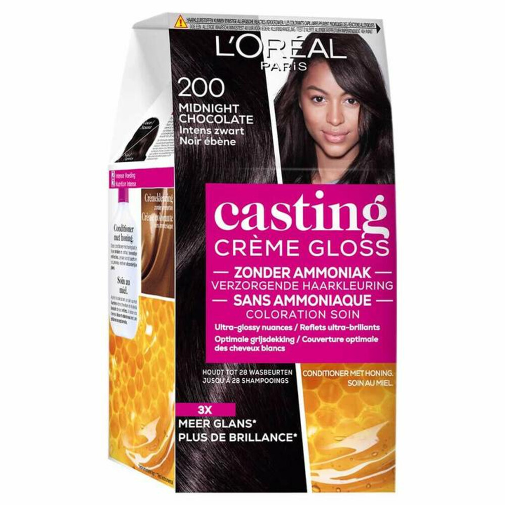 L'Oréal Casting Crème Gloss Semi-Permanente Haarkleuring 200 Midnight Chocolate - Intens Zwart