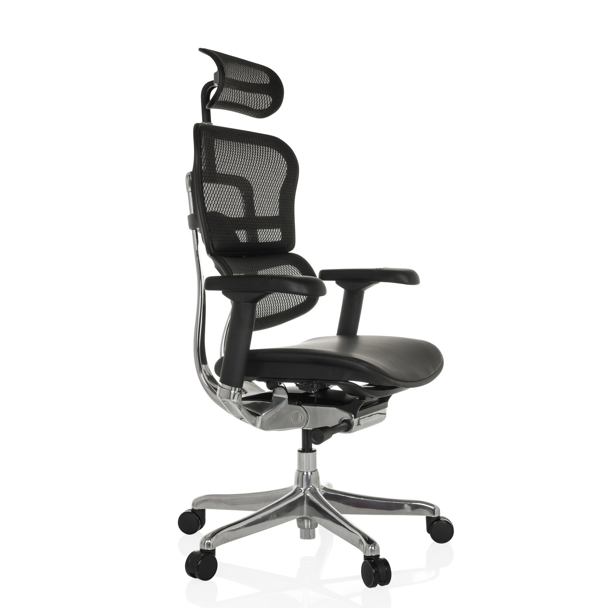 Luxus Chefsessel ERGOHUMAN GEN2 Leder/Netzstoff mit Armlehnen (höhenverstellbar) hjh OFFICE
