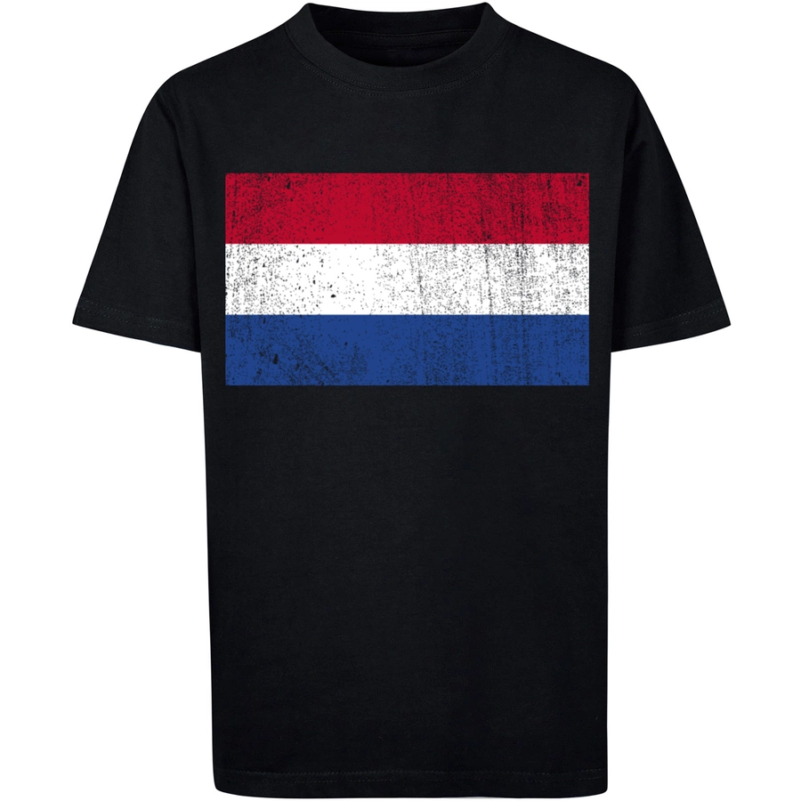 F4NT4STIC T-Shirt Netherlands NIederlande Holland Flagge distressed schwarz