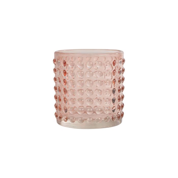 PHOTOPHORE BULLE VERRE TEINTE 7X7.7CM BLUSH