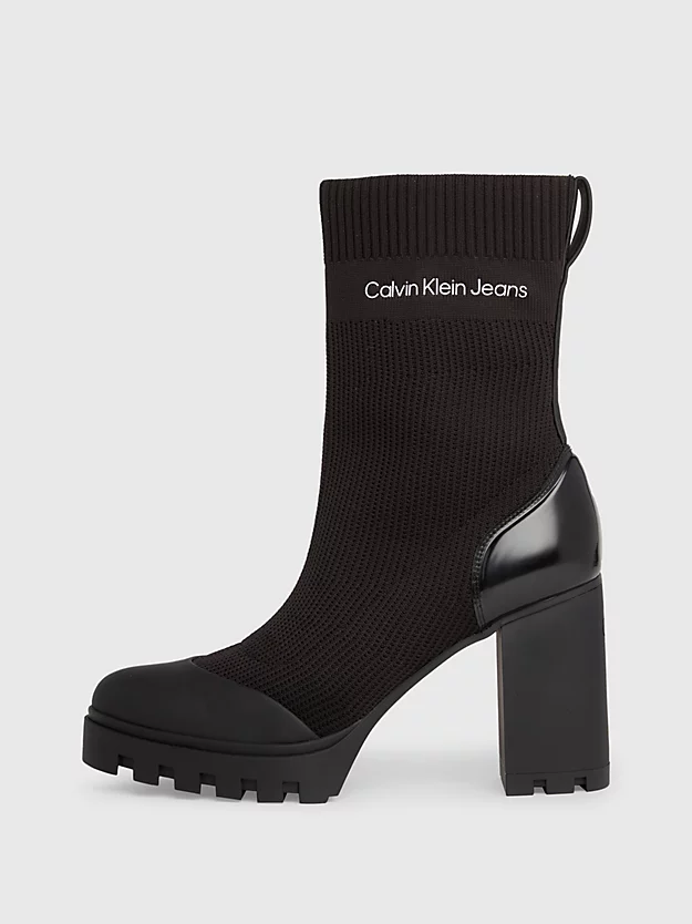 botas de plataforma tricotadas
