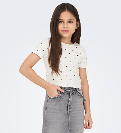 Kids Only T-Shirt - KogBella - Rib- Cloud Tänzerin/Black Hearts