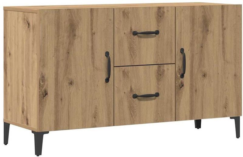 vidaXL - Dressoir - Eikenkleurig - Bewerkte Hout - 2 Deuren - 2 Lades