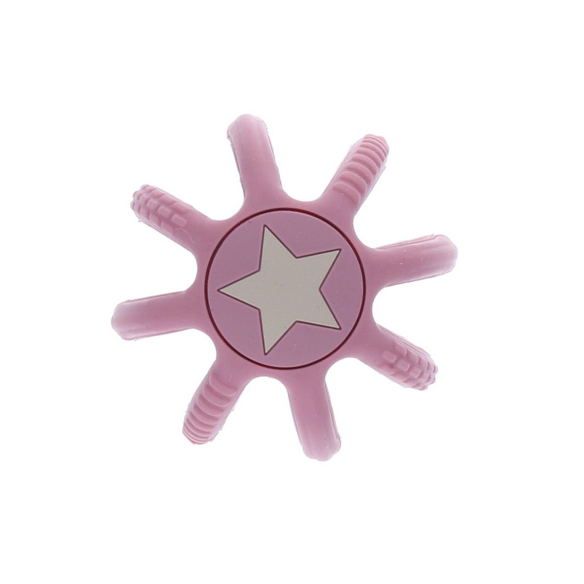 Hochet balle en silicone rose avec étoile Amande