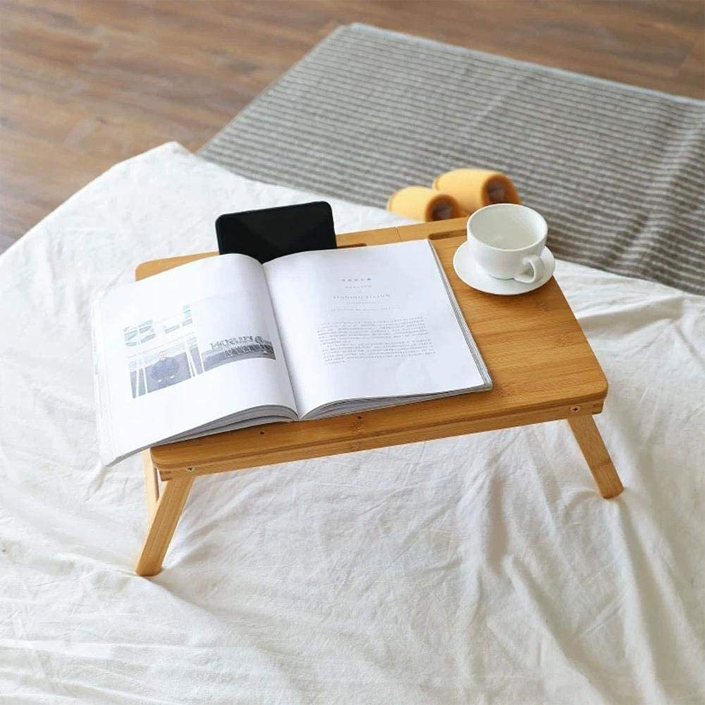 Verstellbarer Bambus Tischständer Betttisch Laptopständer mit Mausablage für Macbook / Notebook / Laptop / Tablet (50x35x22cm)