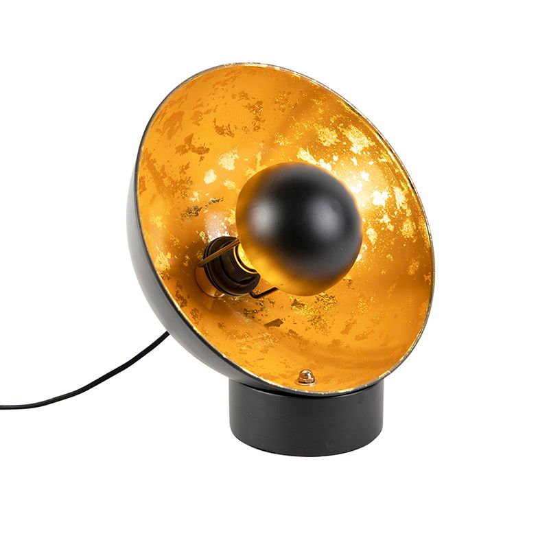 Industriële tafellamp zwart met gouden binnenkant - Magna Eglip