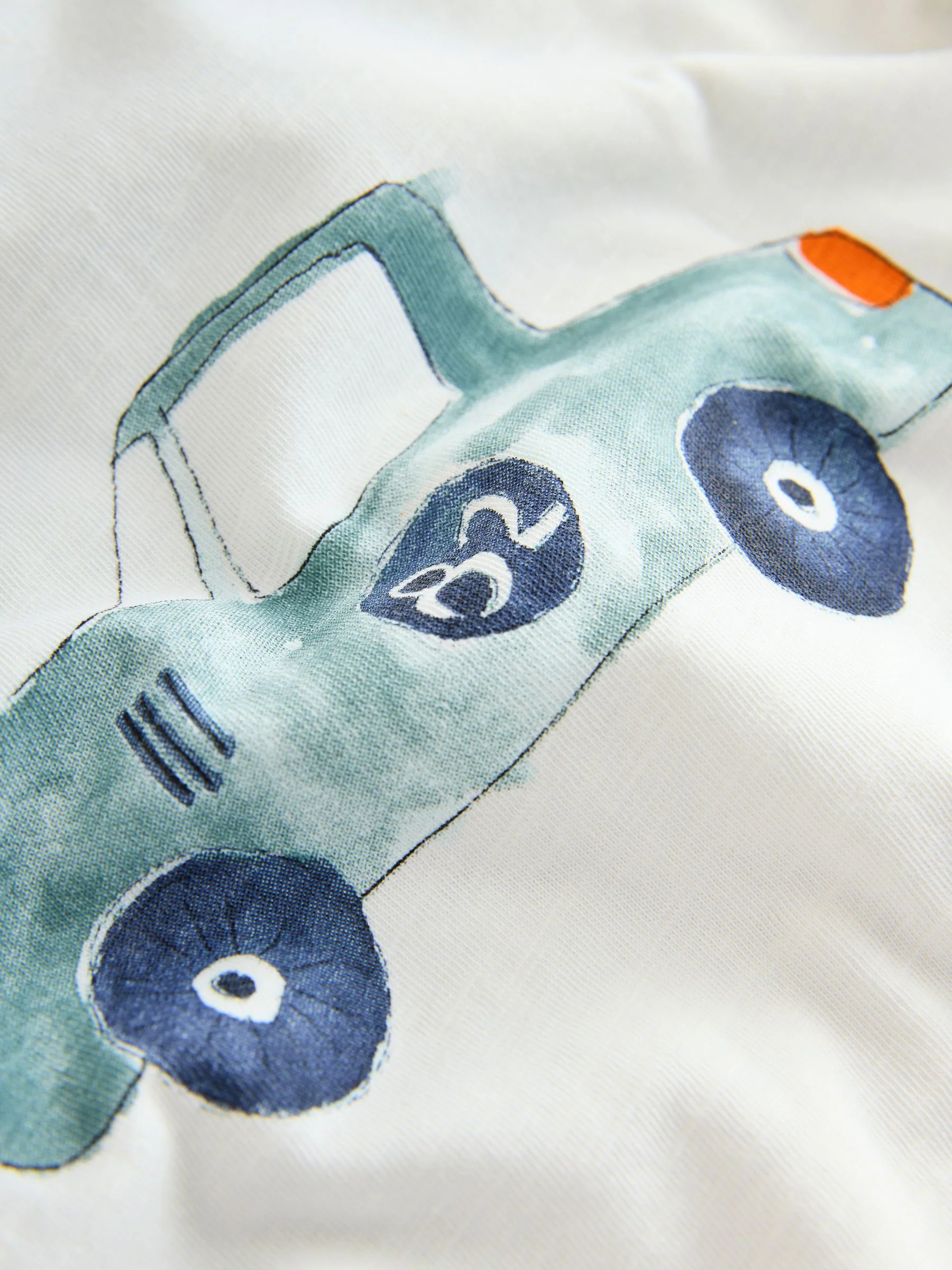 Blauwe waterverfauto - T-shirts met lange mouwen en dierenfiguurprint verpakking van 3 (3 mnd - 7 jr)