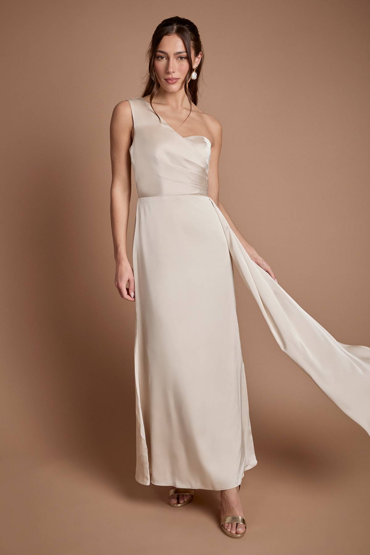 Coast Robe de Demoiselle d'Honneur Longue à Une Épaule avec Corsage Croisé