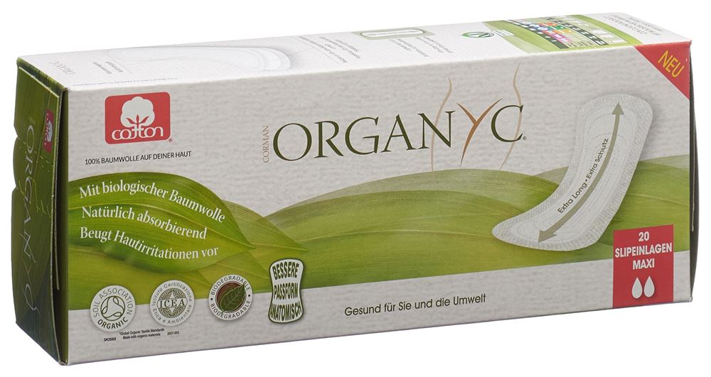 ORGANYC Slipeinlagen<br>20 Stück, maxi extra lang