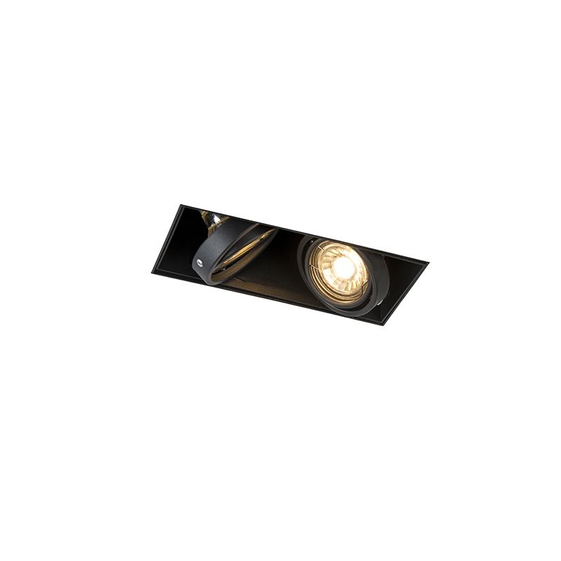 Inbouwspot zwart GU10 draai- en kantelbaar trimless 2-lichts - Oneon