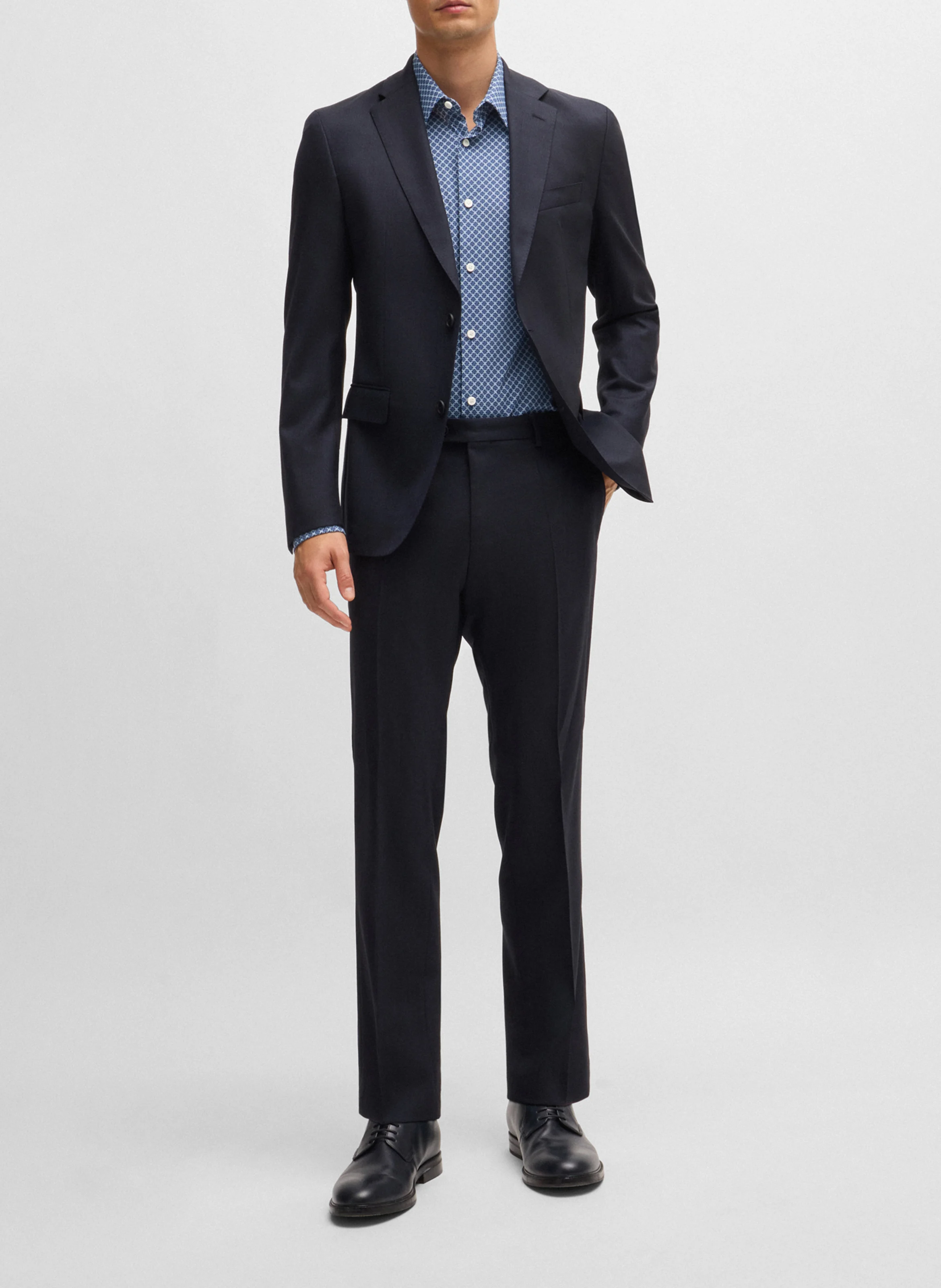 Chemise col classique imprimée | Bleu