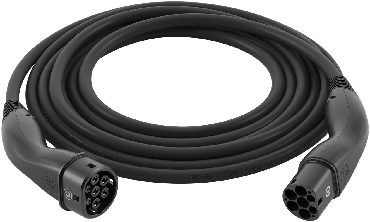 (3m) 22kW/32A Elektroauto Ladekabel 3-phasiges Stromkabel für Hybrid- / E-Autos mit Typ 2 Anschluss (65754) - Schwarz