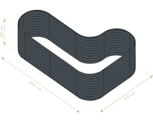 Klassieke verhoogde tuinbak WESTMANN Grow Faster 240 x 160 x 82 cm antraciet