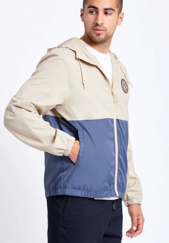 Brixton Claxton Crest LW Zip Hood Jacket Vanilla Steel Blue L