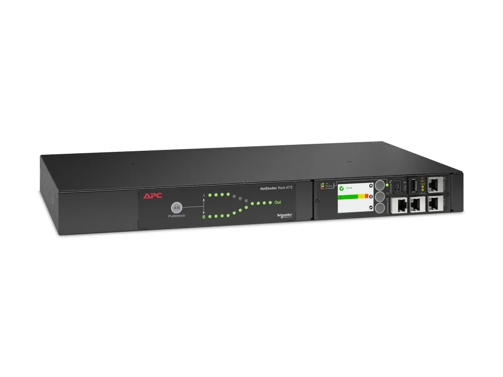 APC NetShelter - Automatisk transferkontakt (rackversion) - AC 207-253 V - 2000 VA - 1-faset - Ethernet 10/100/1000, USB - output-stikforbindelser: 12 - 1U - sort