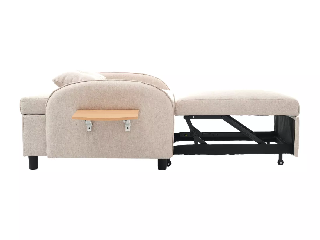 Canapé-lit simple multifonctionnel – avec fonction lit, chaise longue et fauteuil, canapé-lit réglable en trois positions, tables à thé pliantes