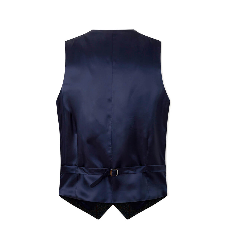 Colete Hackett em tweed azul-marinho