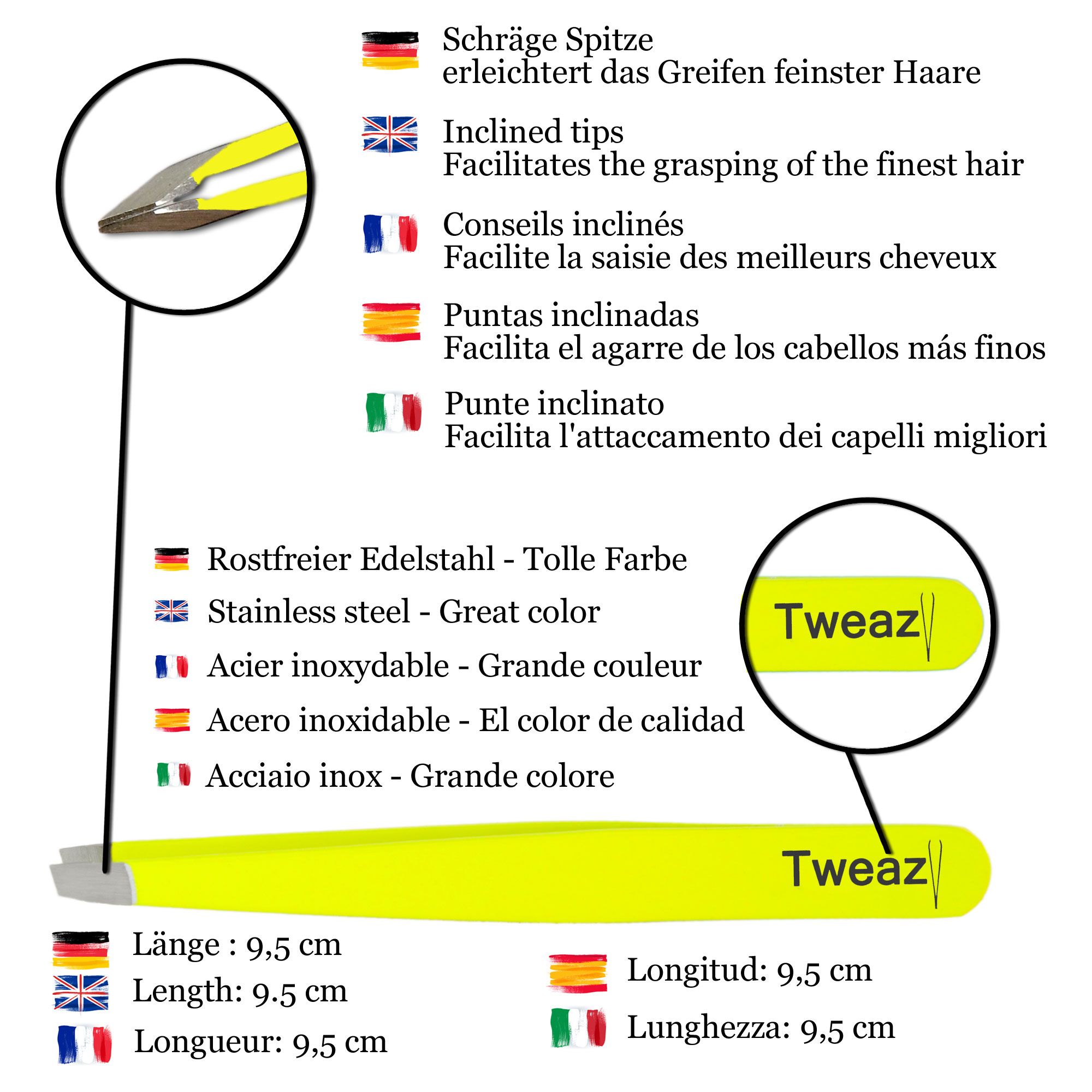 K-Pro TWEAZY Profi Pinzette (Neon Gelb)