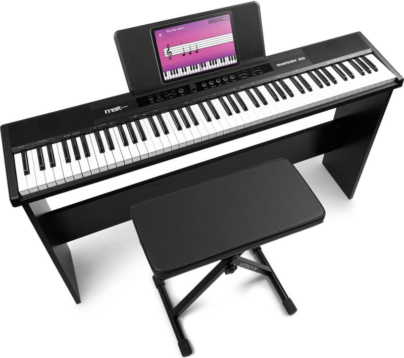 MAX - RhapsodyDP88P Digitale Piano Set - Kleur Zwart - Inclusief Meubel en Keyboardbankje