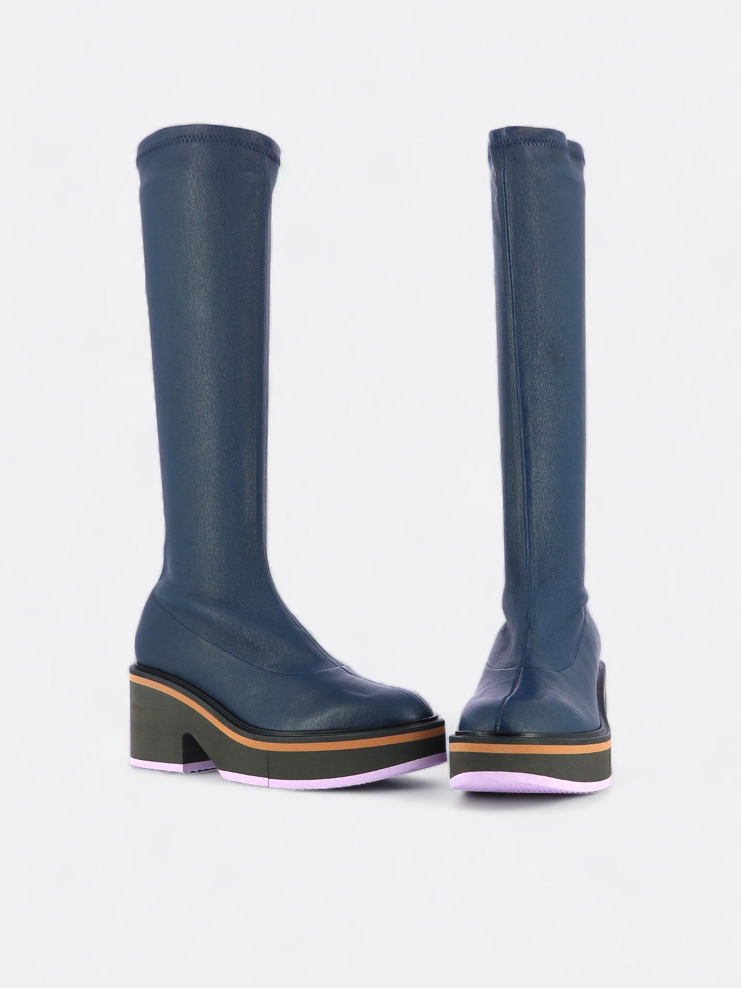 HIGH BOOTS - ANKIA boots, stretch lambskin blue || OUTLET
