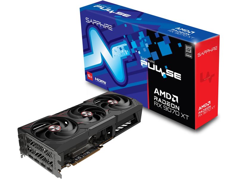 SAPPHIRE Grafikkarte PULSE Amd Radeon RX 9070 XT OC 16 GB Gamer-Grafikkarte mit 16 GB GDDR6-Speicher