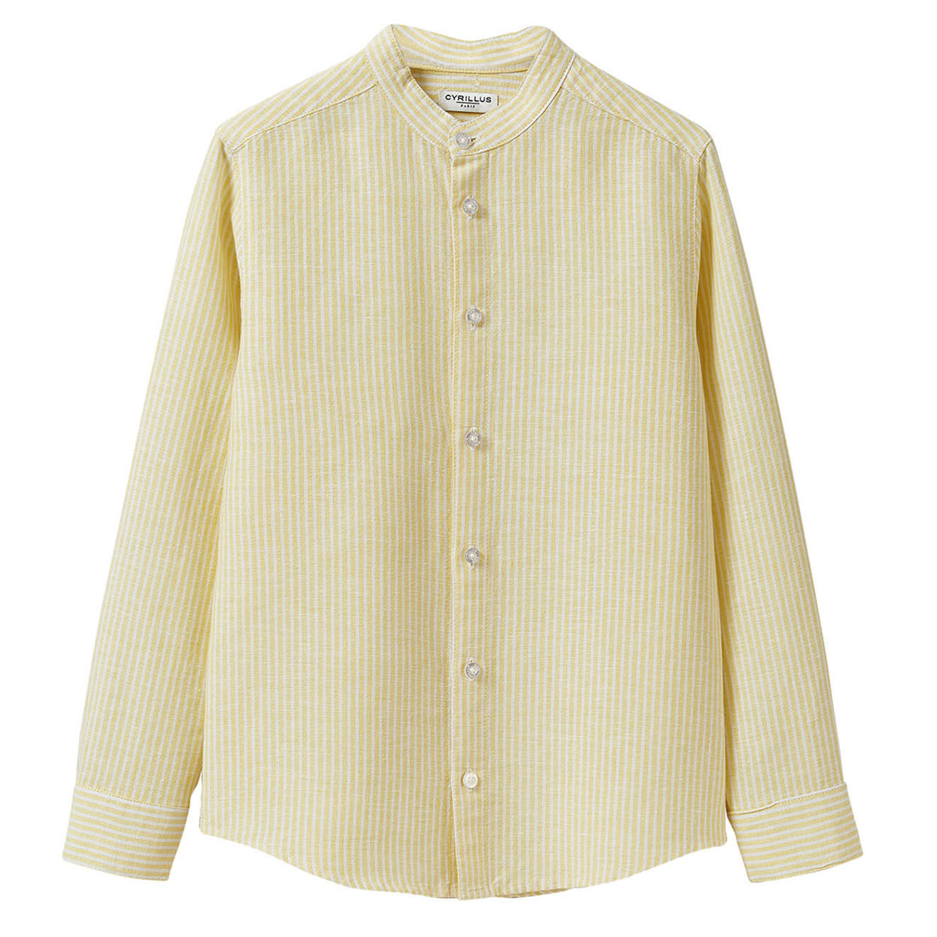 Cyrillus Chemise en Coton & Lin rayée jaune/blanc