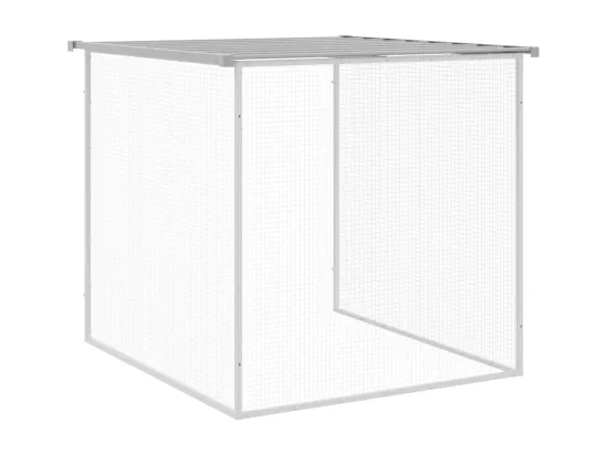 Poulailler avec toit gris clair 603x98x90 cm acier galvanisé