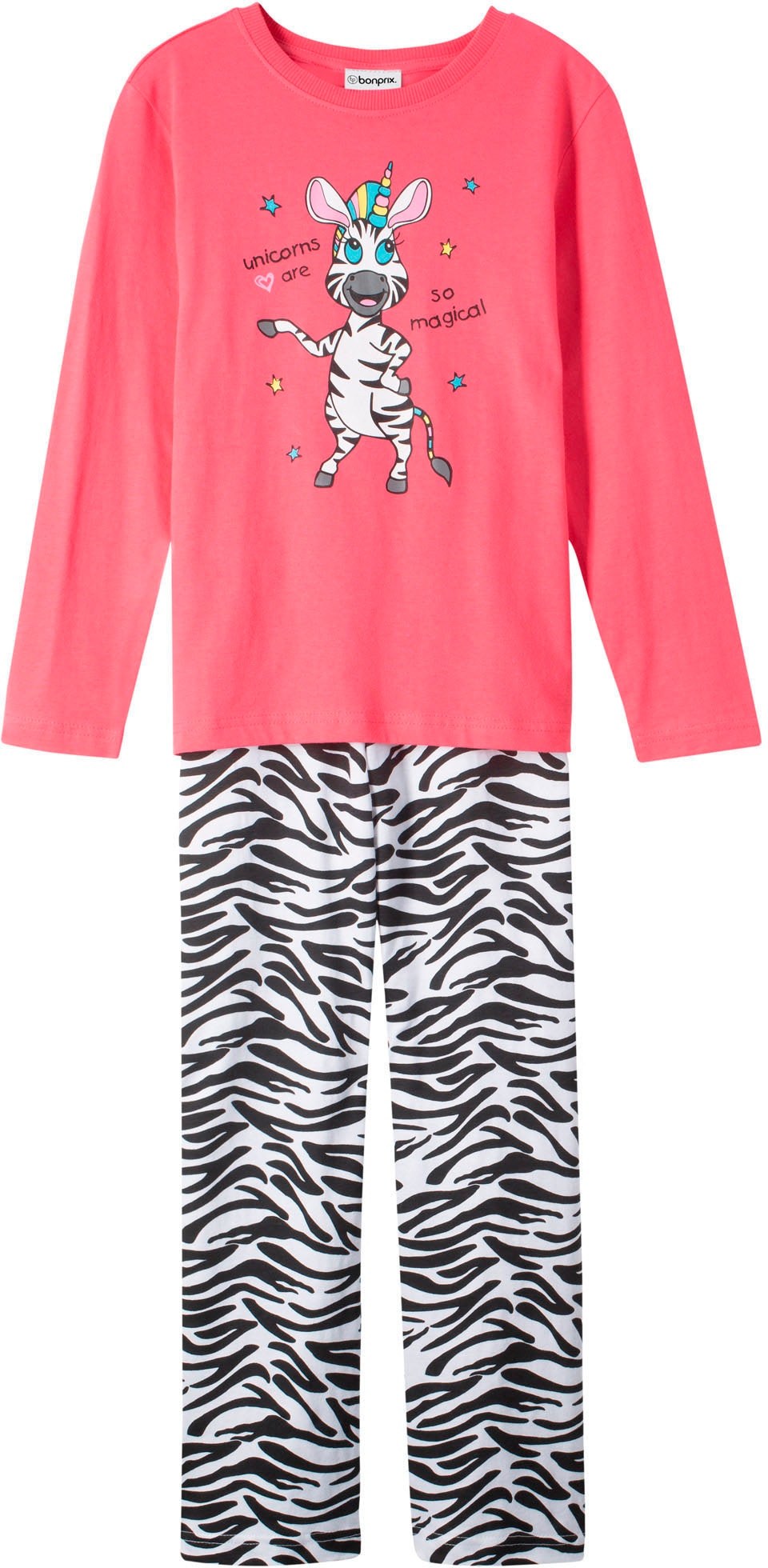 bonprix Pyjama »Pyjama aus reiner Baumwolle (2-tlg. Set)« Set, 2 tlg. bequeme Passform, aus Baumwolle, Hose mit elastischem Bund
