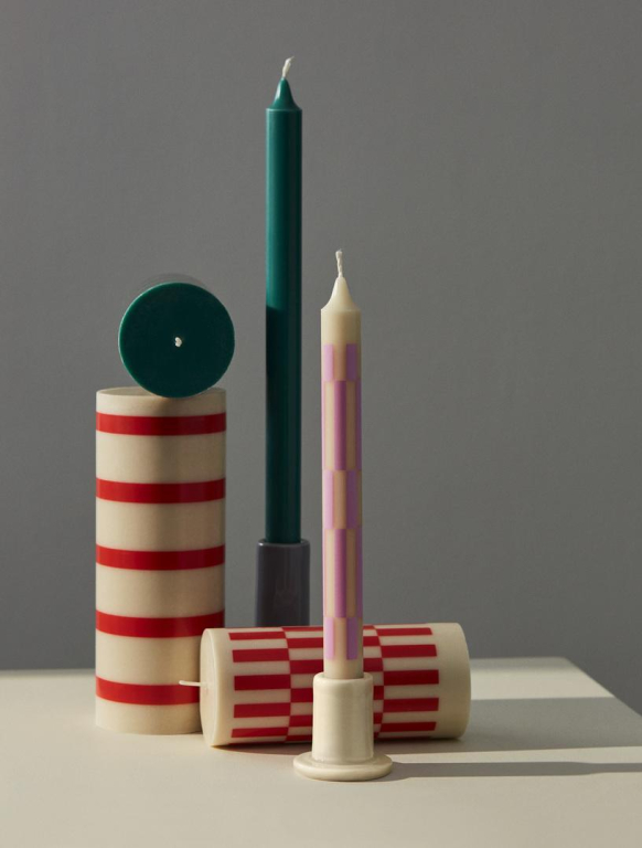 Hay Column kaars small Grey and Blue