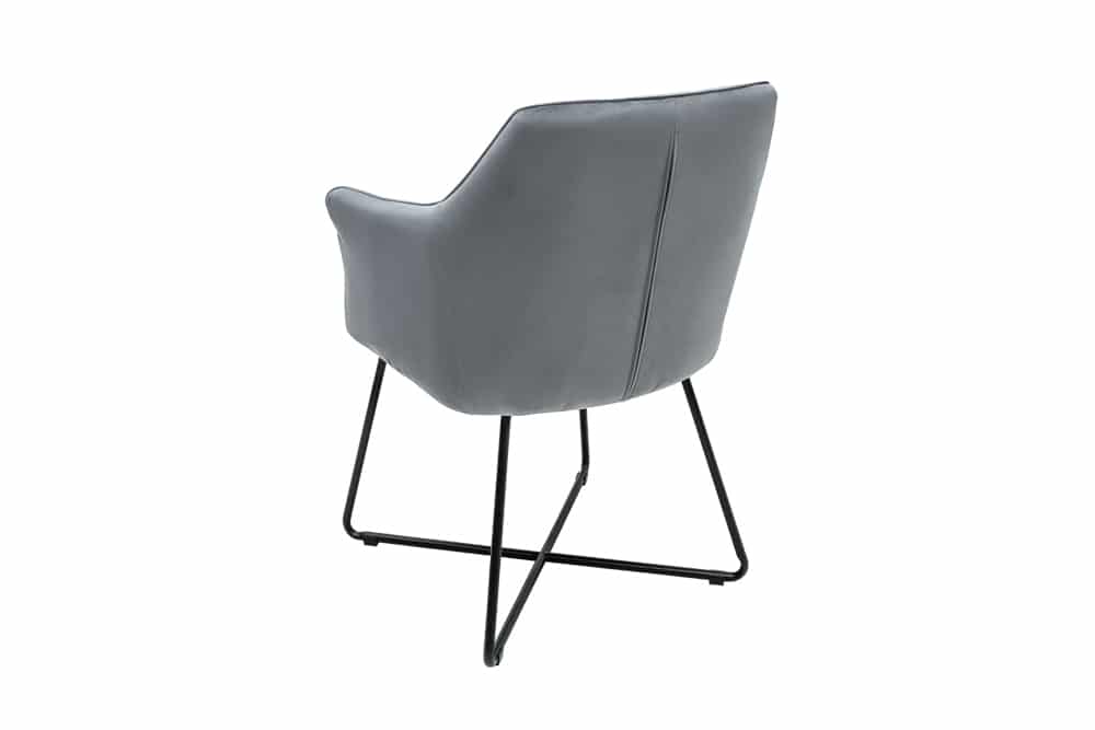 Exklusiver Design Stuhl LOFT Samt silbergrau mit Armlehne