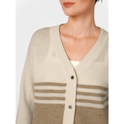 Damen-Cardigan, Weiß-Beige