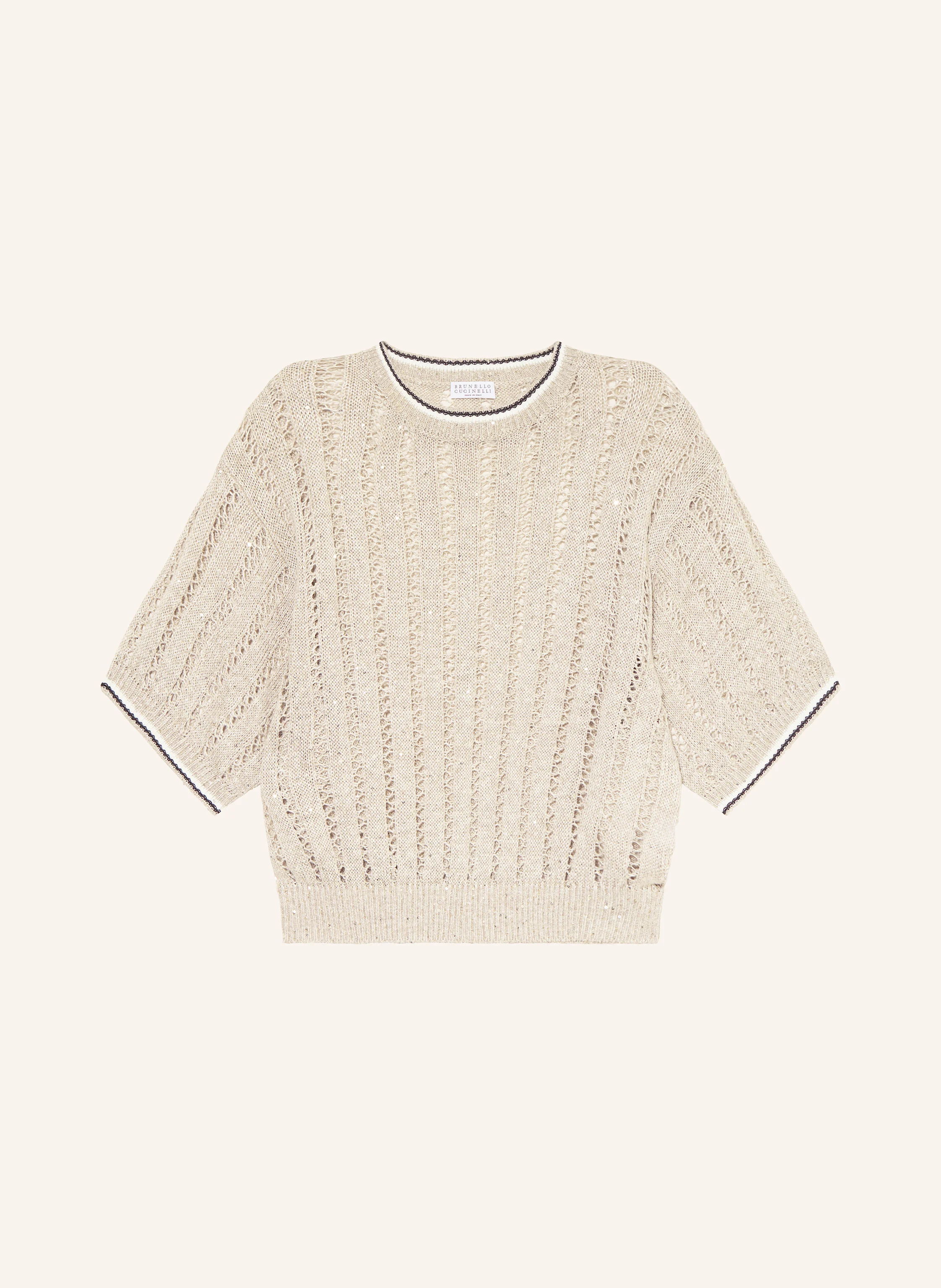 BRUNELLO CUCINELLI Strickshirt aus Leinen mit Pailletten