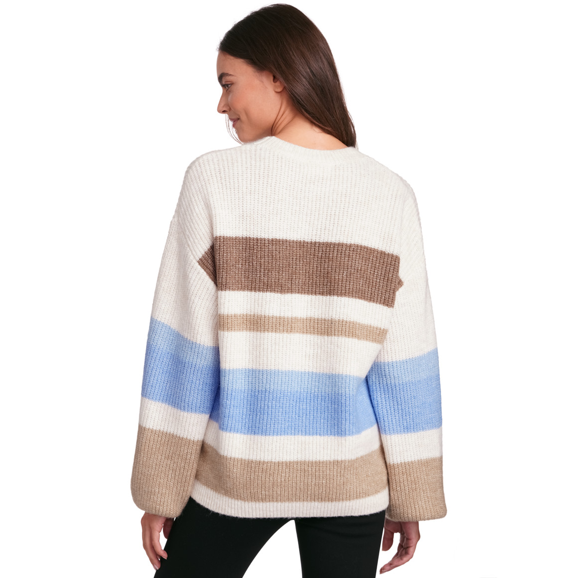 Gina Damen Strickpullover mit Streifen creme