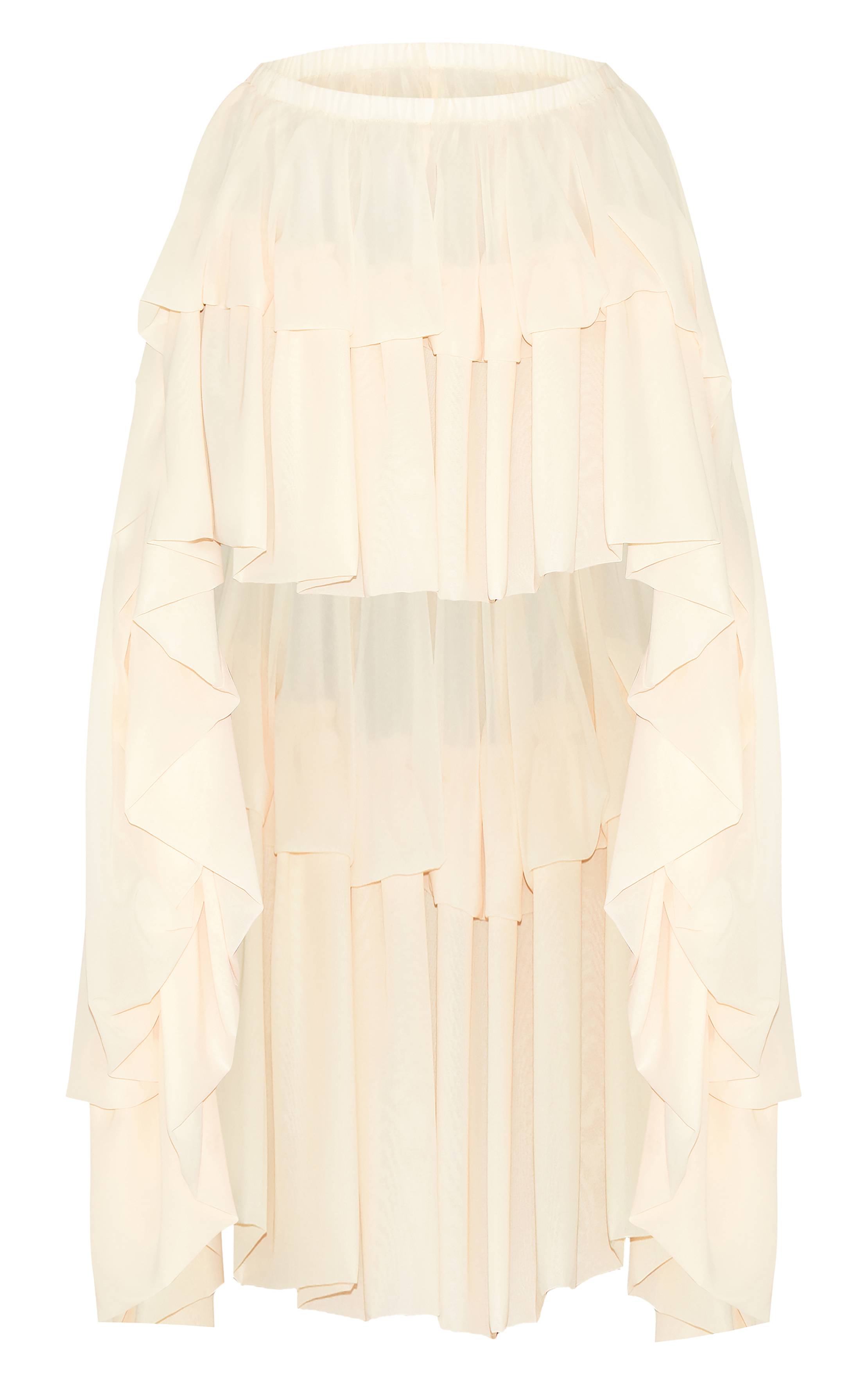 Crème Jupe Longue Évasée En Mousseline À Volants Étagés Shape Co-ord