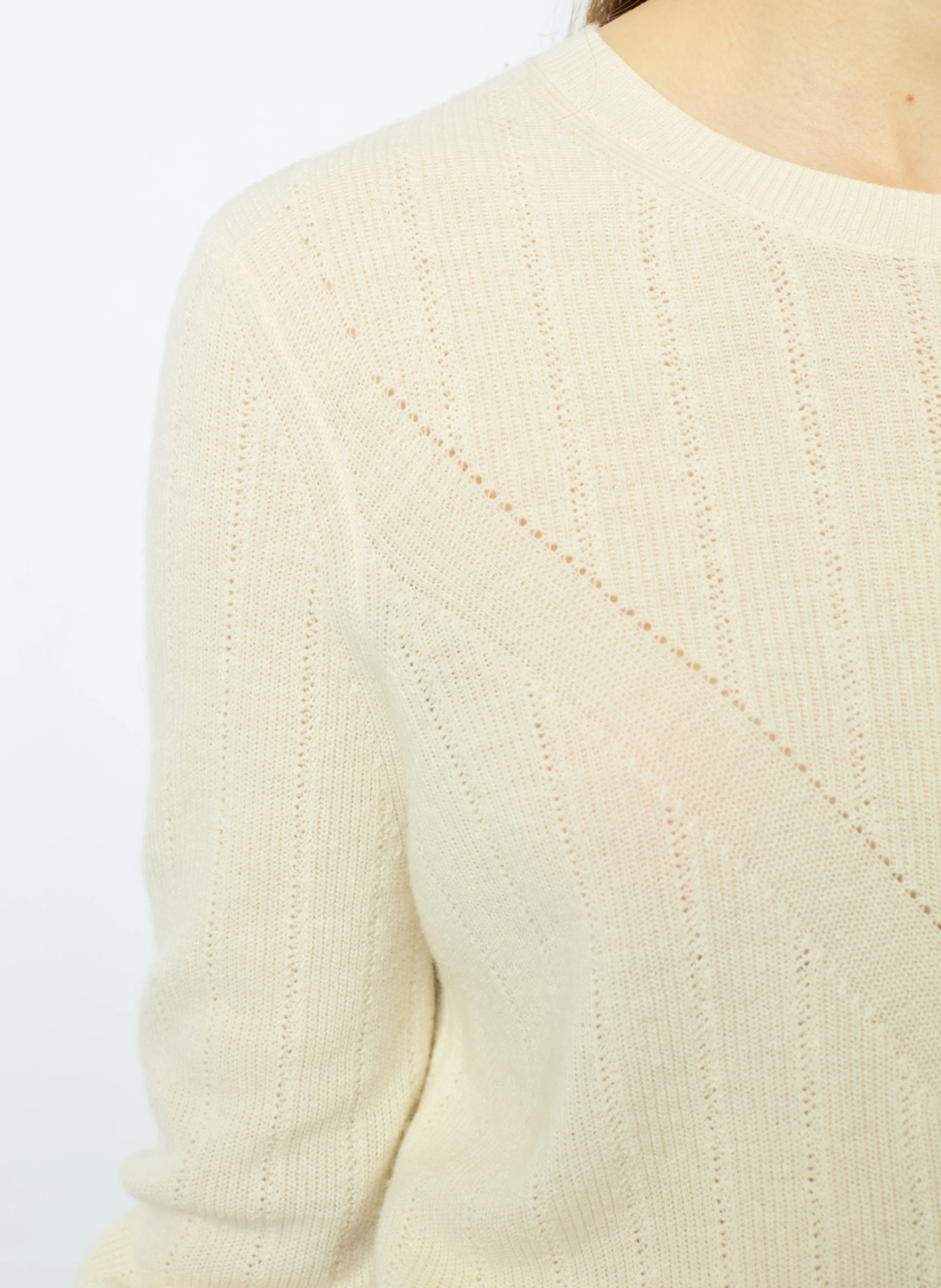 JANINE - Pull droit col rond en laine | Blanc