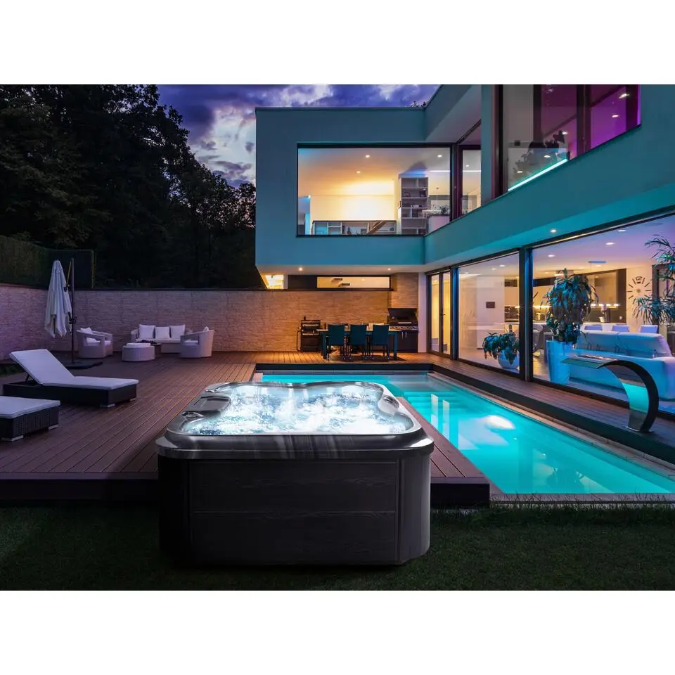 ARCELIA - Whirlpool buitenbad - Grijs - 215 x 180 cm - Acryl