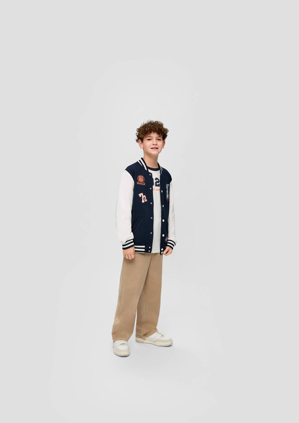 s.Oliver baseball jacket met printopdruk donkerblauw/wit